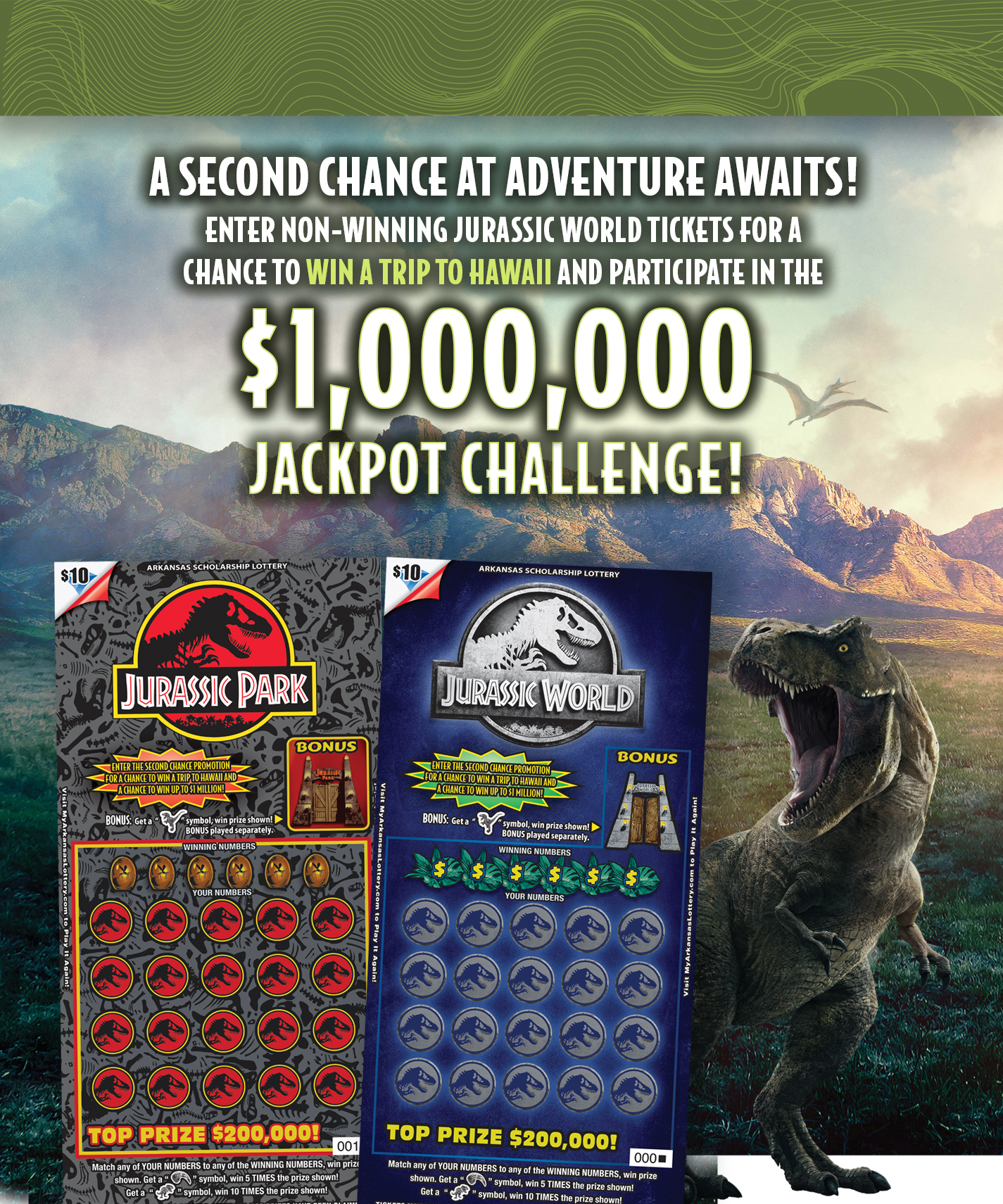 Jurassic World Promotion - Enter for a chance to win a trip to Hawaii and $1,000,000